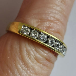 0.5ct Diamond 18k Gold Half Eternity Ring Vintage c1980