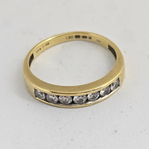0.5ct Diamond 18k Gold Half Eternity Ring Vintage c1980