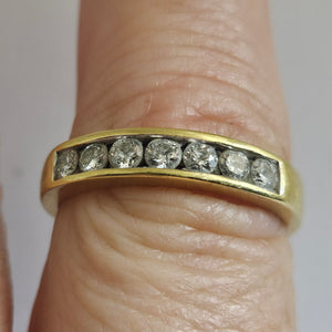 0.5ct Diamond 18k Gold Half Eternity Ring Vintage c1980