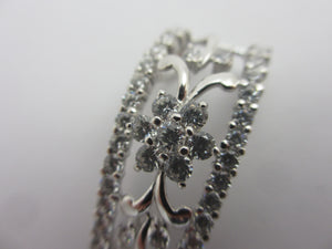 14k White Gold Diamond CZ Flower Pendant Vintage c1980