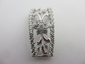 14k White Gold Diamond CZ Flower Pendant Vintage c1980