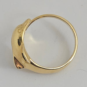14k Gold Dolphin Ring Size UK P Vintage c1980