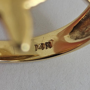 14k Gold Dolphin Ring Size UK P Vintage c1980