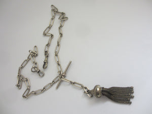 Double Albert Watch Chain Tassel Charm Vintage Art Deco c1920