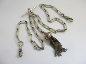 Double Albert Watch Chain Tassel Charm Vintage Art Deco c1920
