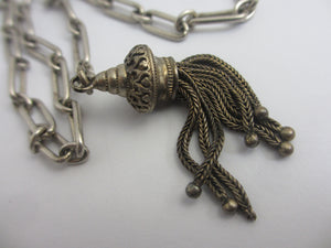 Double Albert Watch Chain Tassel Charm Vintage Art Deco c1920