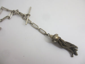 Double Albert Watch Chain Tassel Charm Vintage Art Deco c1920