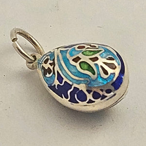 Enamel on Sterling Silver Egg Drop Pendant or Charm Vintage c1950