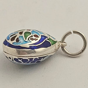 Enamel on Sterling Silver Egg Drop Pendant or Charm Vintage c1950
