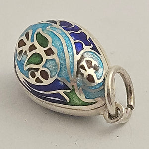 Enamel on Sterling Silver Egg Drop Pendant or Charm Vintage c1950