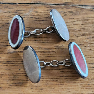Enamel and Sterling Silver Cufflinks Boxed Vintage