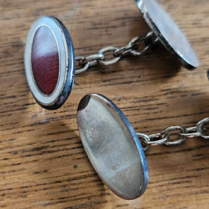 Enamel and Sterling Silver Cufflinks Boxed Vintage
