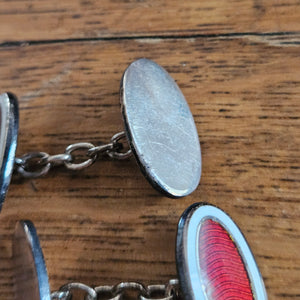 Enamel and Sterling Silver Cufflinks Boxed Vintage