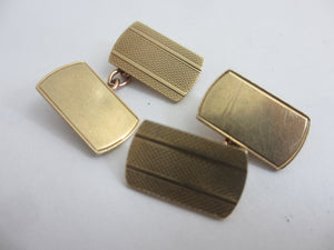 Engine Turned 9k Gold Cufflinks Vintage English Hallmark