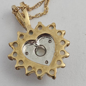 Fiery Opal in 9k Gold Heart Pendant Necklace Vintage c1980