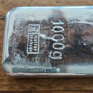 1000 Grams Fine Silver Bullion Bar Melter Assayer Vintage
