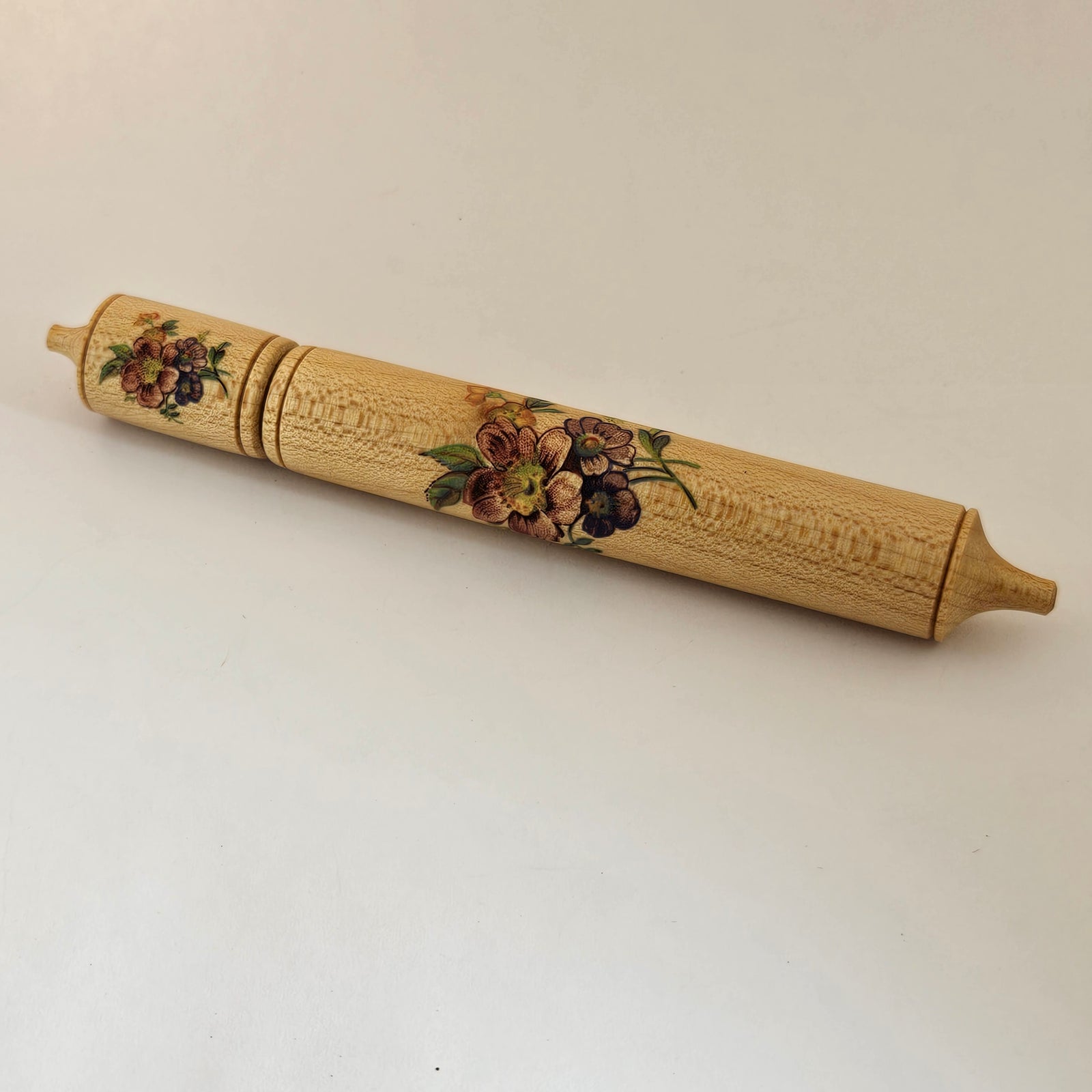 Floral Detailing to this Sycamore Sewing Needle Case Vintage Art Deco
