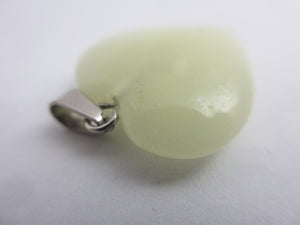 Fluorite Heart Pendant Sterling Silver Bale Vintage c1980