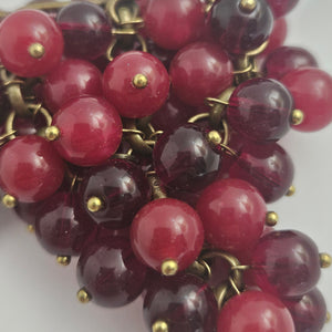 Bunch Red Garnet Grapes on Base Metal Brooch Pin Vintage