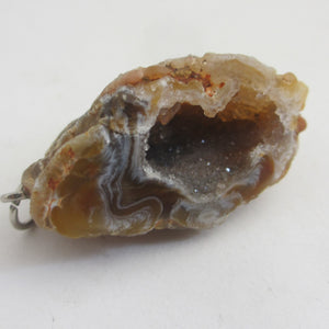 Banded Agate Geode Pendant Vintage c1980
