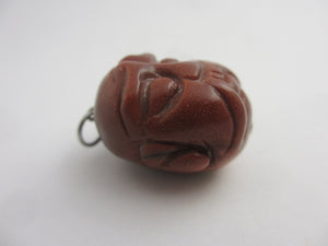 Carved Goldstone Face Pendant Vintage Art Deco c1920