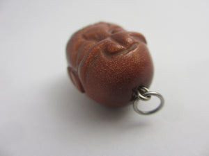 Carved Goldstone Face Pendant Vintage Art Deco c1920