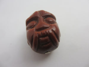 Carved Goldstone Face Pendant Vintage Art Deco c1920