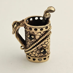 Golf Caddy Bag Moving Clubs 9k Gold Charm or Pendant Vintage 1968