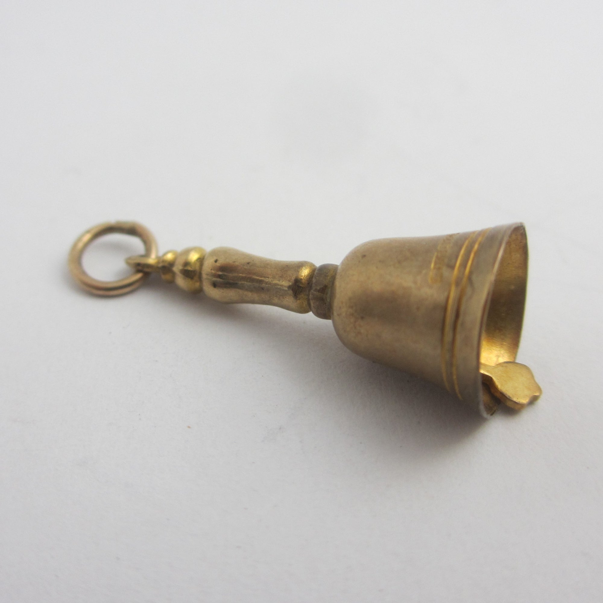 Ringing Hand Bell English Charm or Pendant 9k Gold Vintage 1972