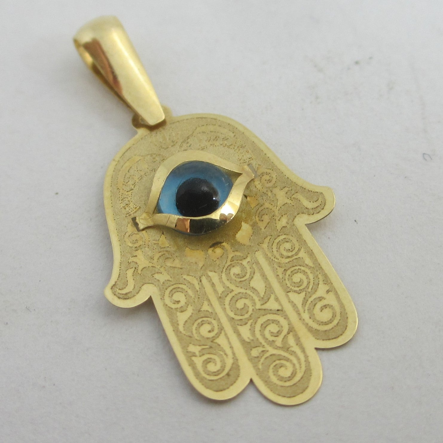 All Seeing Eye in Hand of Fatima 18k Gold Charm Pendant Vintage c1980