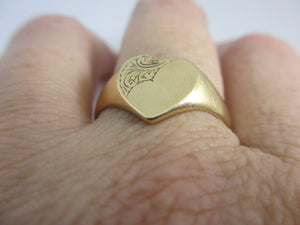9k Gold Heart Signet Ring English Hallmark Vintage 1962