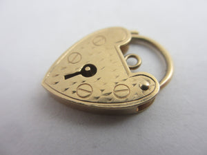 Heart Charm Bracelet Padlock Clasp Findings 9k Gold Vintage 1971