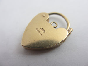 Heart Charm Bracelet Padlock Clasp Findings 9k Gold Vintage 1971