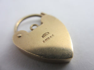 Heart Charm Bracelet Padlock Clasp Findings 9k Gold Vintage 1971