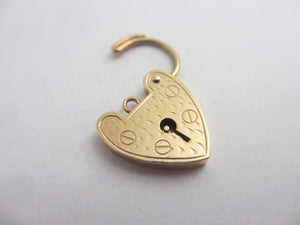Heart Charm Bracelet Padlock Clasp Findings 9k Gold Vintage 1971