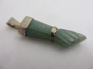 Jadeite Figa Hand Sterling Silver Pendant Vintage c1980