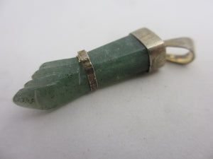 Jadeite Figa Hand Sterling Silver Pendant Vintage c1980