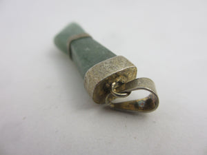 Jadeite Figa Hand Sterling Silver Pendant Vintage c1980