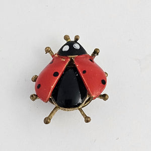 Ladybird or Lady Bug Enamel and Gilt Metal Brooch Vintage c1950