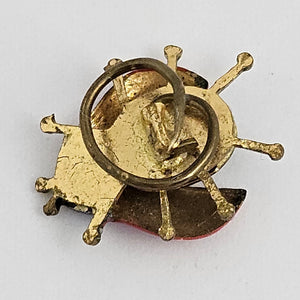 Ladybird or Lady Bug Enamel and Gilt Metal Brooch Vintage c1950