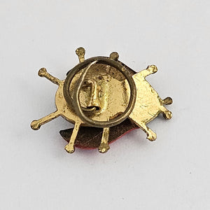 Ladybird or Lady Bug Enamel and Gilt Metal Brooch Vintage c1950