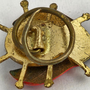 Ladybird or Lady Bug Enamel and Gilt Metal Brooch Vintage c1950