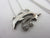 Leaping Dolphin Pendant 14k White Gold Necklace Vintage c1980
