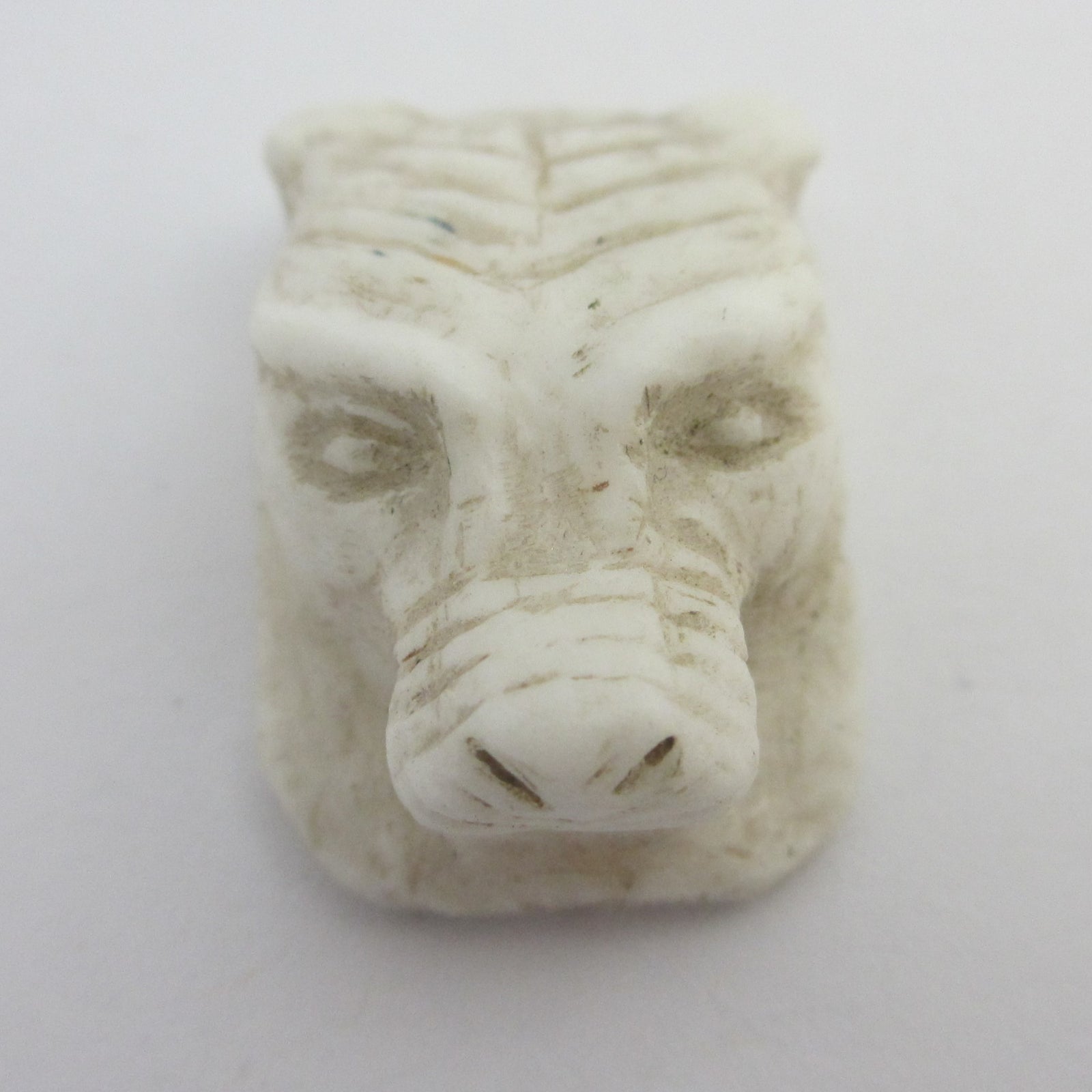 Carved Camel Bone Lion Head Pendant Vintage Art Deco