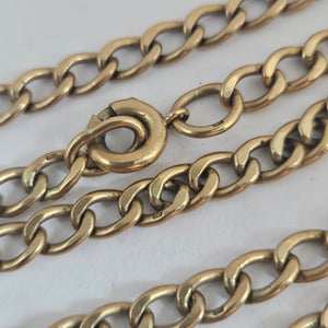 9k Gold Curb Link Long Guard Chain Necklace 223cm / 87.7" Vintage 1978