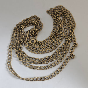 9k Gold Curb Link Long Guard Chain Necklace 223cm / 87.7" Vintage 1978