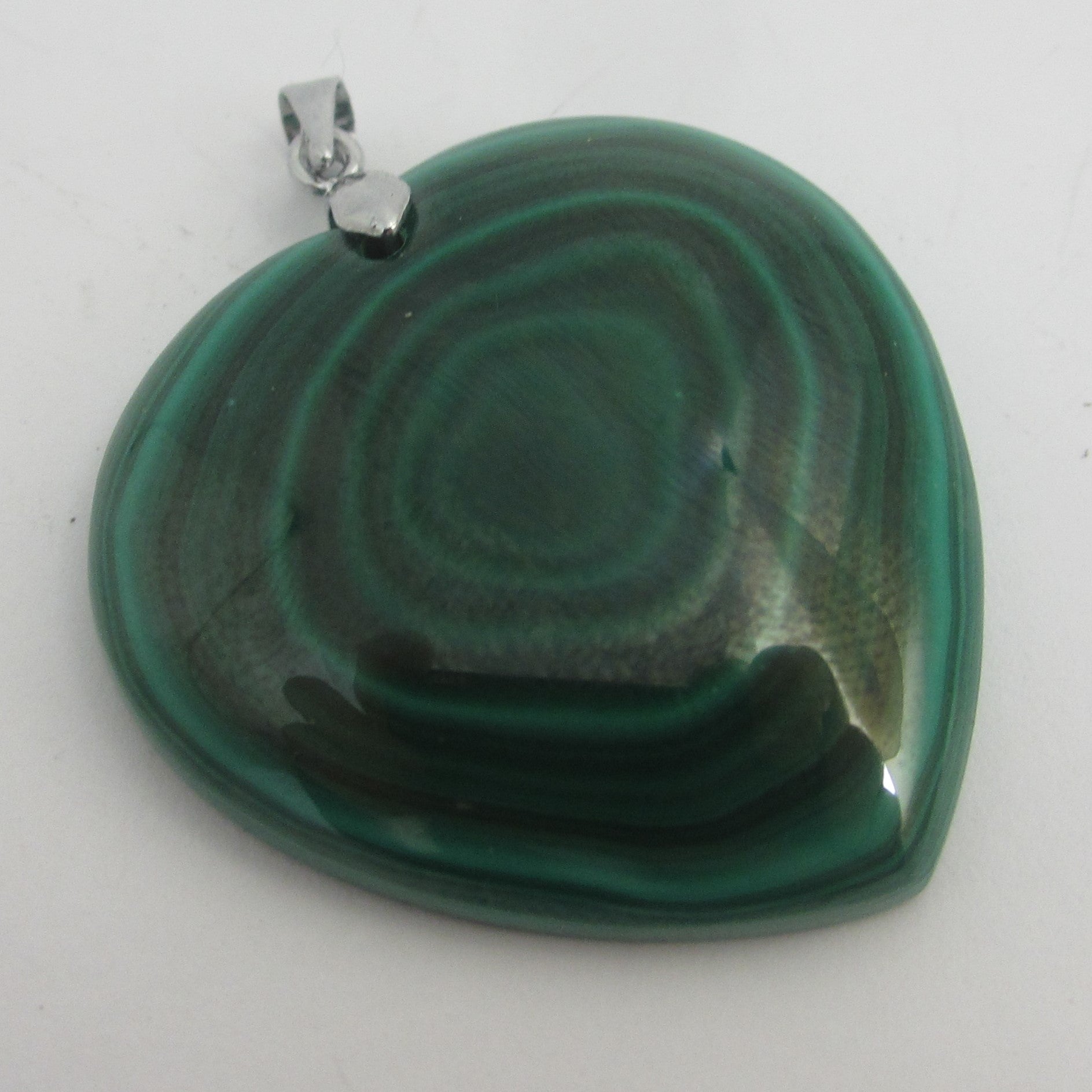 Malachite Heart Pendant Sterling Silver Bale Vintage c1980