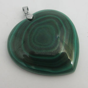 Malachite Heart Pendant Sterling Silver Bale Vintage c1980