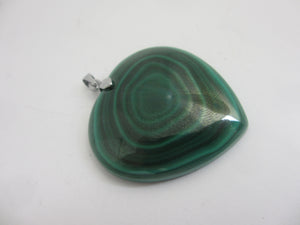Malachite Heart Pendant Sterling Silver Bale Vintage c1980