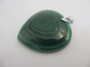 Malachite Heart Pendant Sterling Silver Bale Vintage c1980